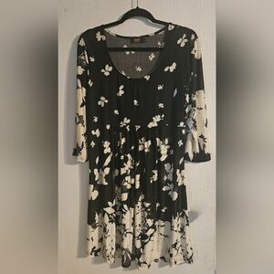 Black and White Floral Midi Dress